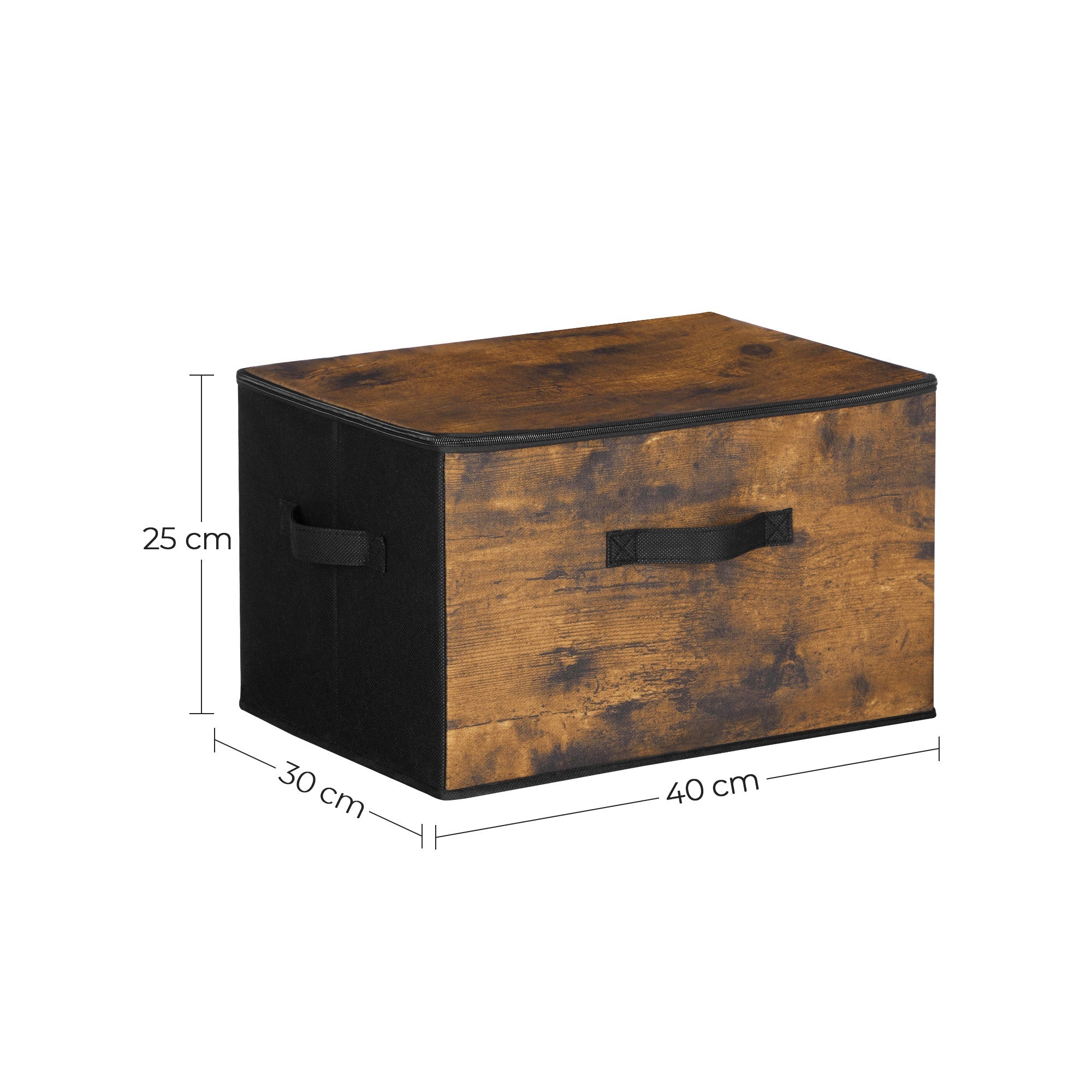 Set of 3 Foldable Storage Boxes – Non-Woven Fabric – Brown – with Lids and Handles