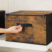 Set of 3 Foldable Storage Boxes – Non-Woven Fabric – Brown – with Lids and Handles