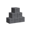Set of 6 Foldable Storage Organizer Boxes – Non-Woven Fabric – Slate Grey – With Lids and Handles
