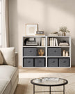 Set of 6 Foldable Storage Organizer Boxes – Non-Woven Fabric – Slate Grey – With Lids and Handles