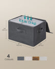 Set of 6 Foldable Storage Organizer Boxes – Non-Woven Fabric – Slate Grey – With Lids and Handles