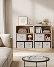 Set of 3 Foldable Storage Organiser Boxes – Non-Woven Fabric – Sand Beige – With Lids and Handles