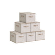 Set of 6 Foldable Storage Organiser Boxes – Non-Woven Fabric – Sand Beige – with Lids and Handles