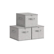 Set of 3 Foldable Storage Bins – Non-Woven Fabric – Slate Grey – With Lids and Handles