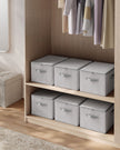 Set of 3 Foldable Storage Bins – Non-Woven Fabric – Slate Grey – With Lids and Handles