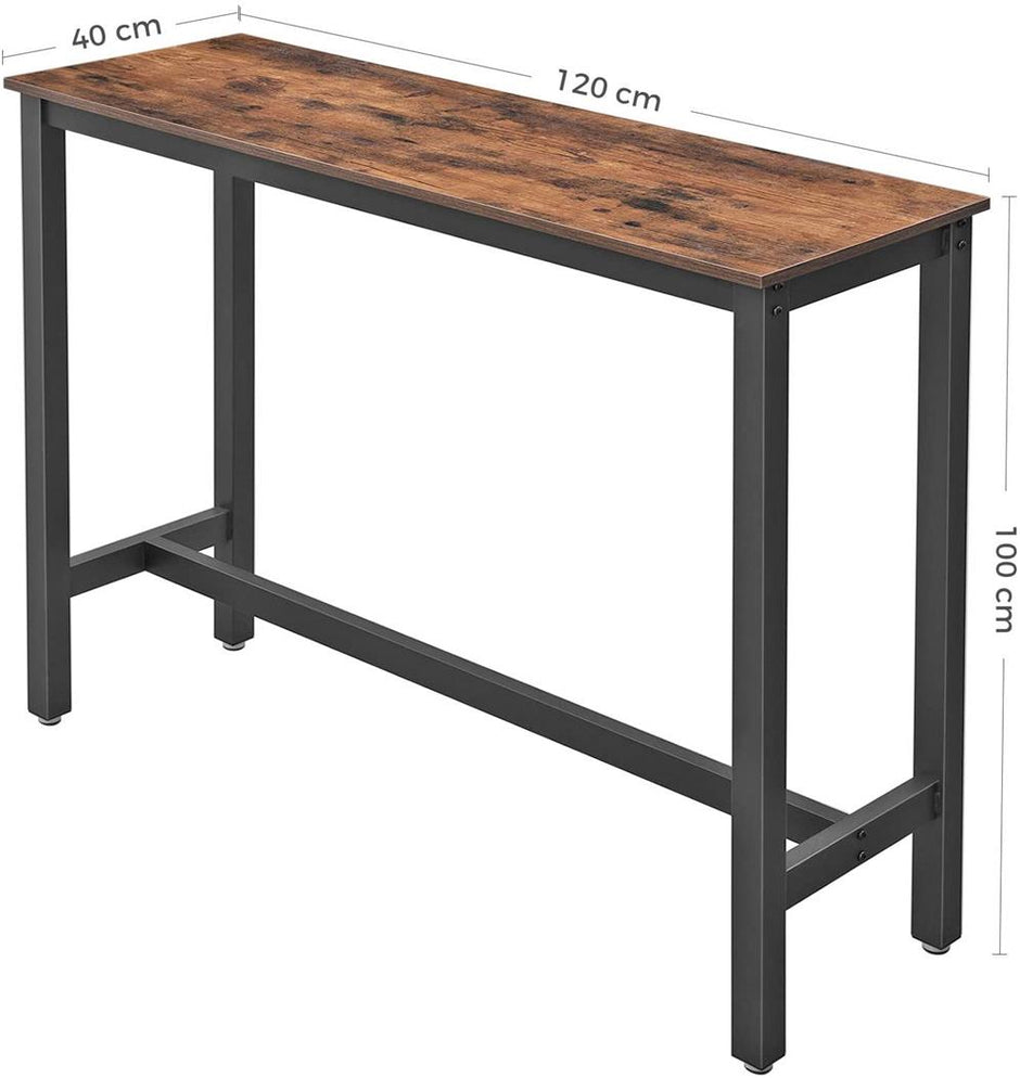 Bar Table – Metal – Rustic Brown and Black – Industrial Design, Easy Assembly
