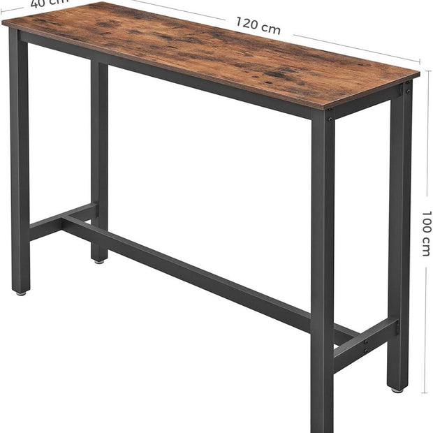 Bar Table – Metal – Rustic Brown and Black – Industrial Design, Easy Assembly