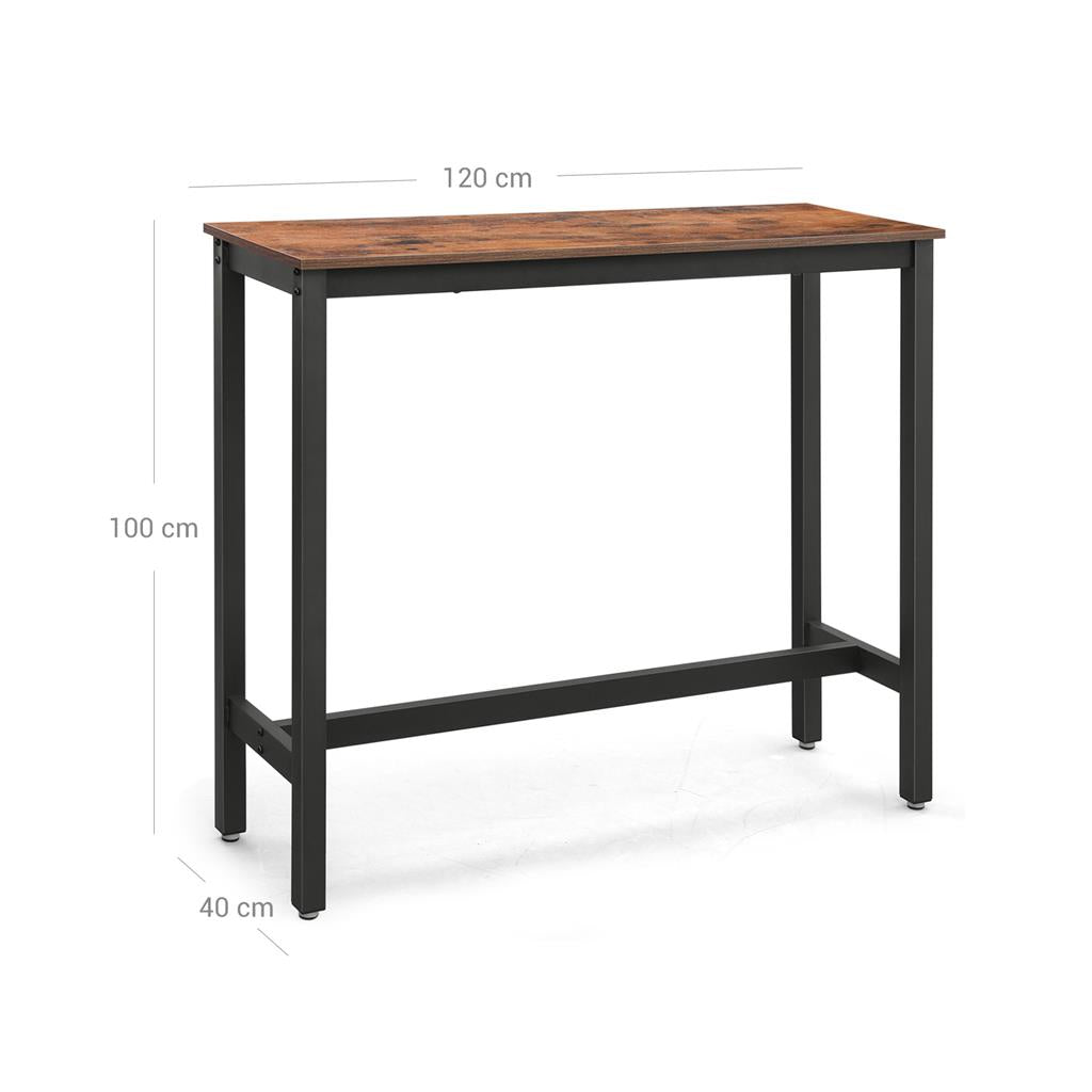 Bar Table – Metal – Rustic Brown and Black – Industrial Design, Easy Assembly