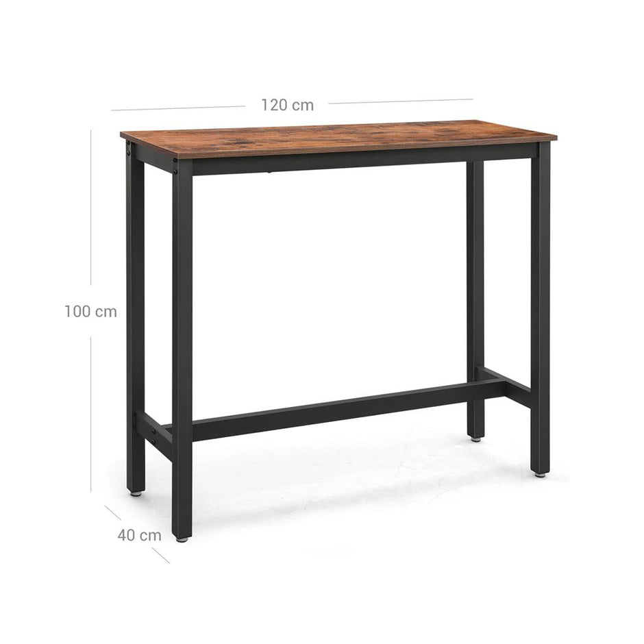 Bar Table – Metal – Rustic Brown and Black – Industrial Design, Easy Assembly