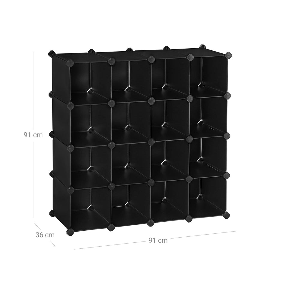 Rectangular Storage Organiser – Plastic – Translucent White – 16-Cube Modular Design