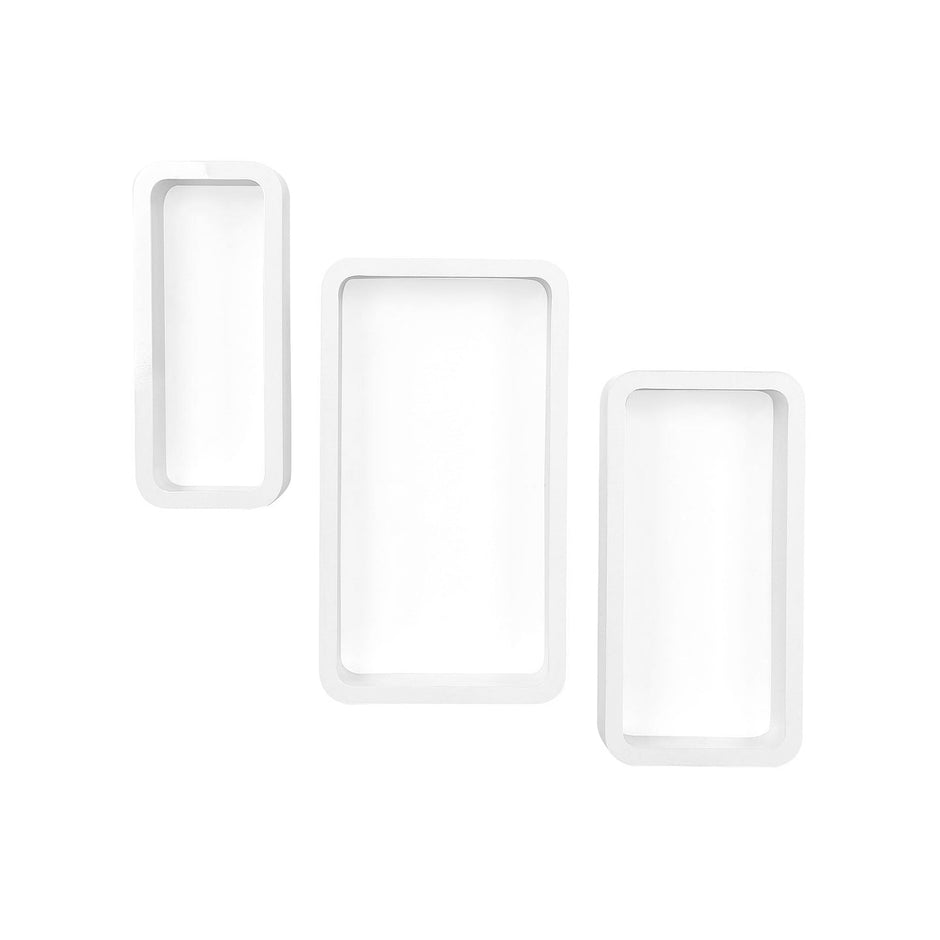 Rectangular Wall Shelves – Wood – White – Set of 3 Floating Shelves with 15 kg Weight Capacity