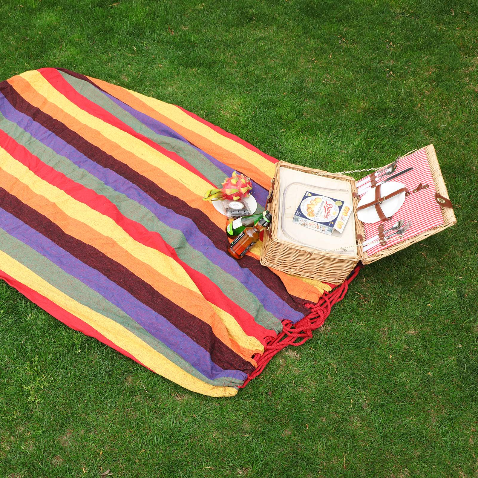 Portable Cotton Hammock – Red Orange – 210 x 150 cm – Supports 300 kg