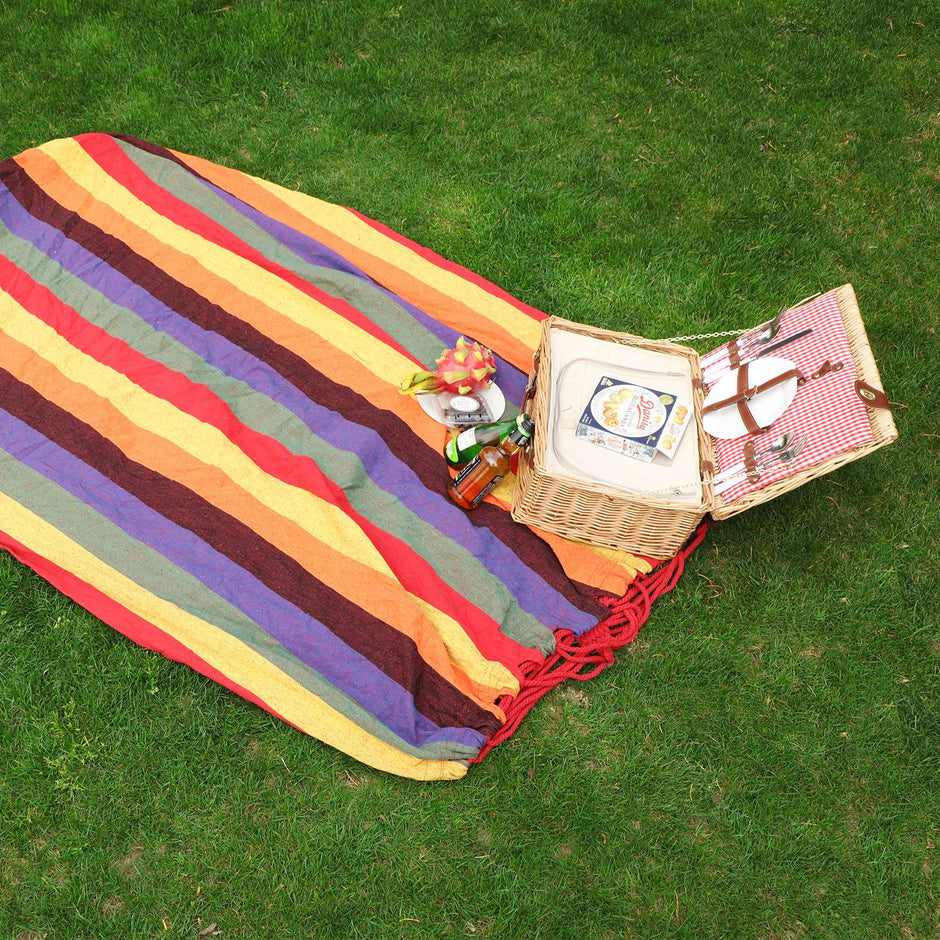 Portable Cotton Hammock – Red Orange – 210 x 150 cm – Supports 300 kg