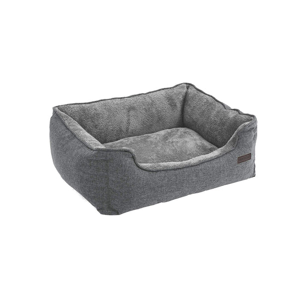 Dog Bed – Plush Fabric – Brown – Washable with Removable Cover