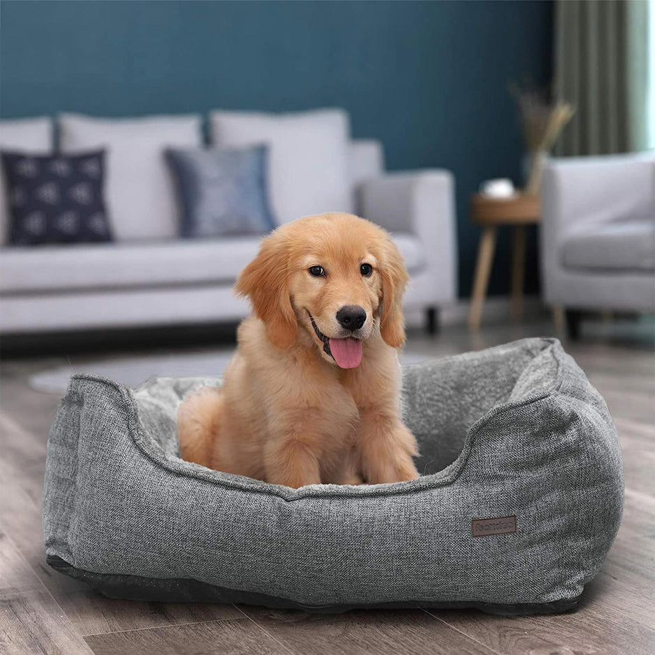 Dog Bed – Plush – Brown – Washable with Removable Cover