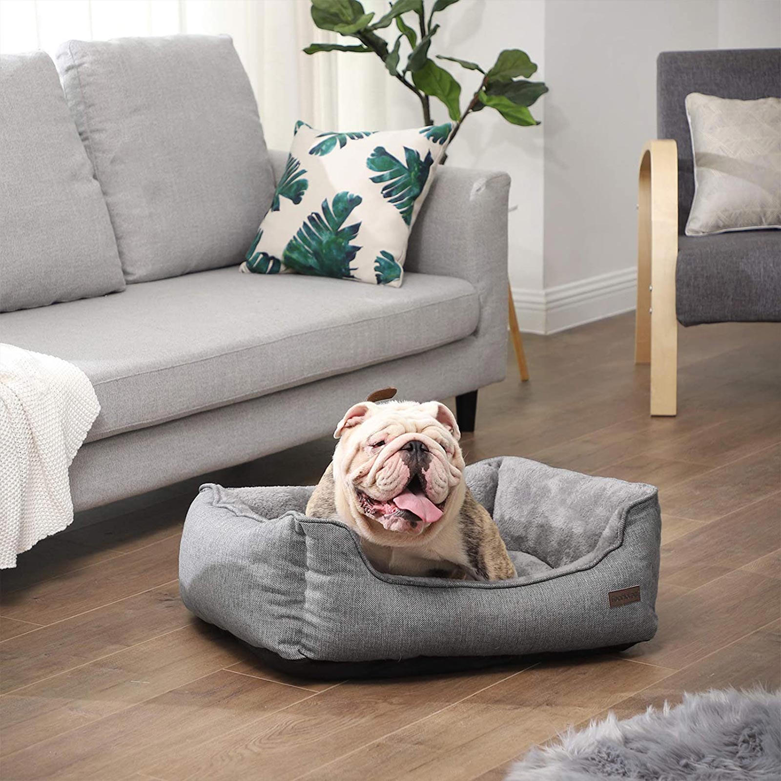Dog Bed – Plush – Brown – Washable with Removable Cover