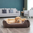 Dog Bed – Fabric – Brown and Yellow – Removable Cushion
