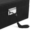Jewelry Box – Wood – Black – Lockable with Removable Divider and Foldable Tray