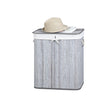 Laundry Basket – Bamboo – Distressed Grey – Two Sections with Lid and Removable Liner
