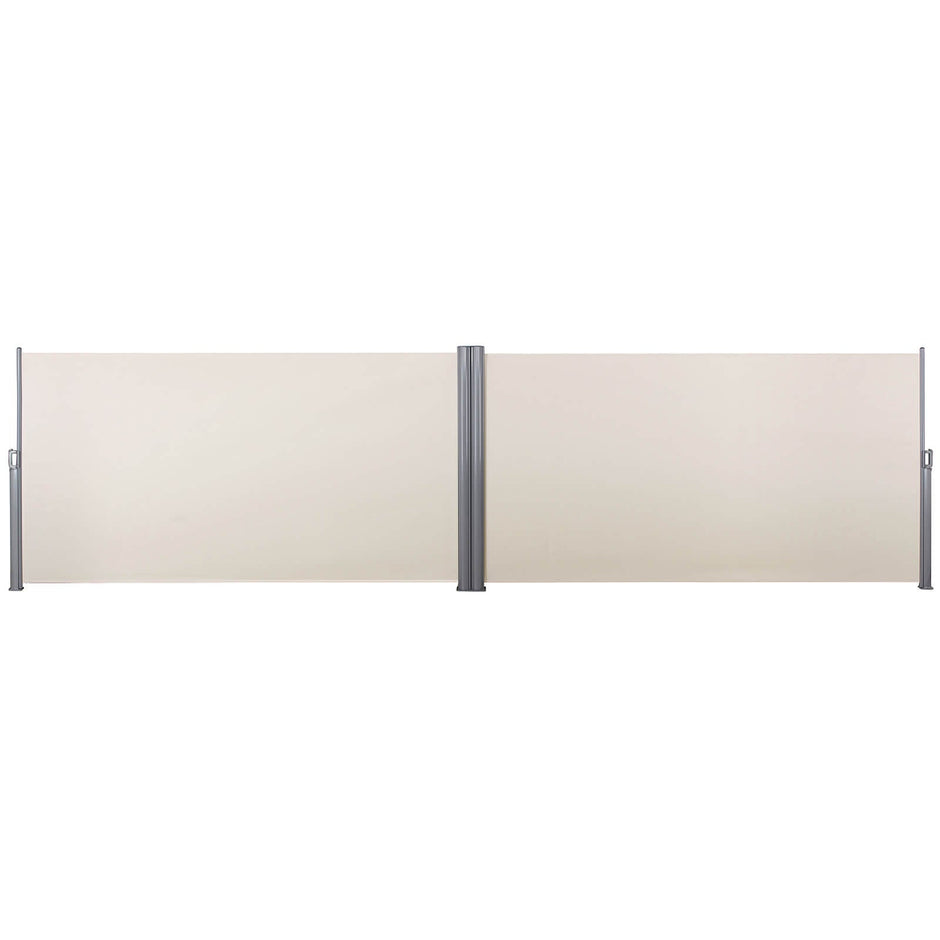 Retractable Bilateral Awning – Thickened Polyester Fabric – Beige – Double Side Privacy Protection