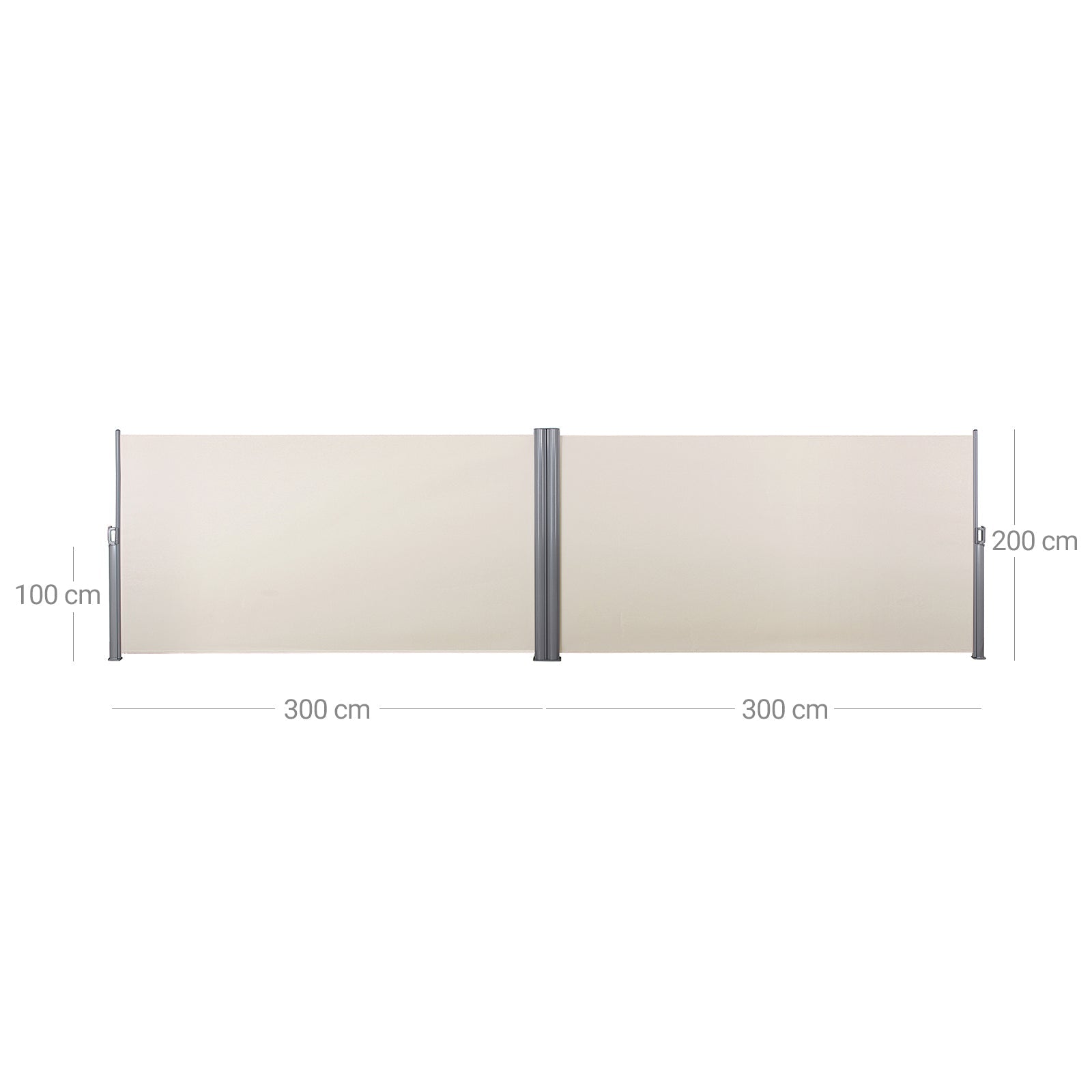 Retractable Bilateral Awning – Thickened Polyester Fabric – Beige – Double Side Privacy Protection