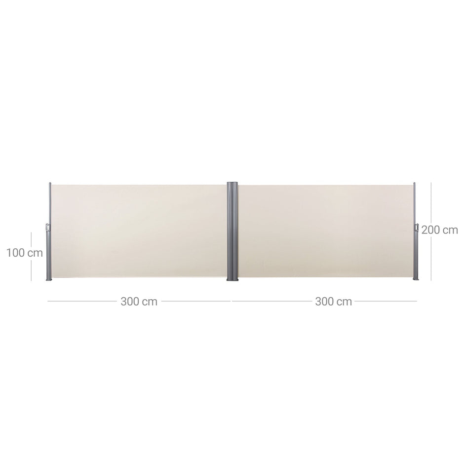 Retractable Bilateral Awning – Thickened Polyester Fabric – Beige – Double Side Privacy Protection
