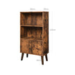 2-Tier Bookcase – Wood – Brown – Mid-Century Modern Design with Doors