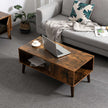 Mid-Century Modern Coffee Table – Wood – Brown – With Storage Shelf