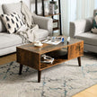 Mid-Century Modern Coffee Table – Wood – Brown – With Storage Shelf