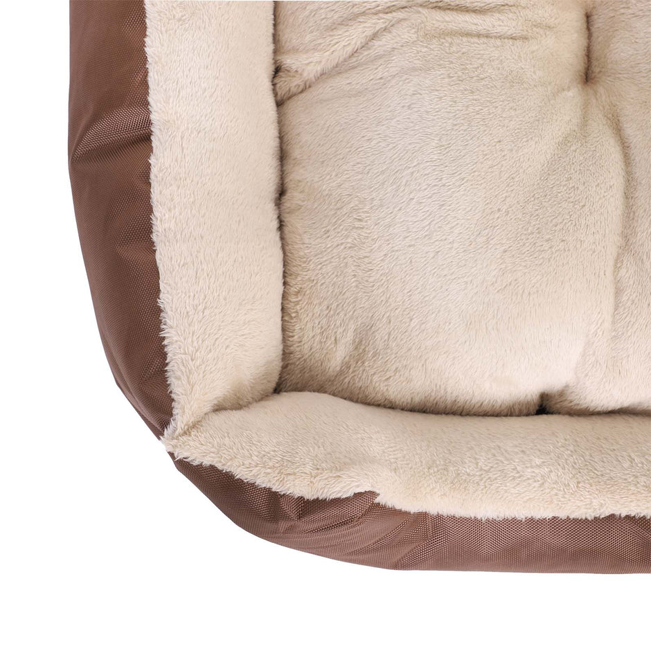 Reversible Dog Bed – Fabric – Brown – Spacious Cushion Design 85 x 65 x 21 cm