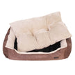 Reversible Dog Bed – Fabric – Brown – Spacious Cushion Design 85 x 65 x 21 cm