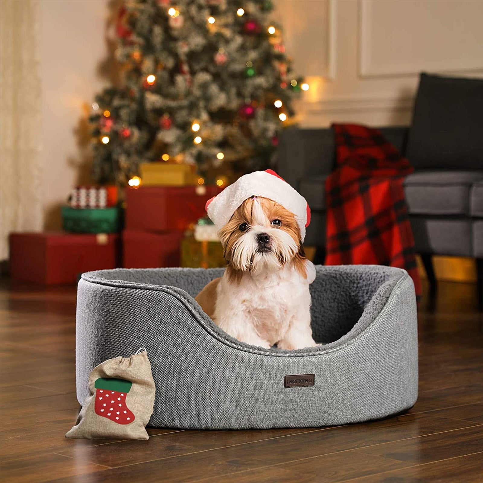 Reversible Dog Bed – Washable Fabric – Grey – Extra Large Size