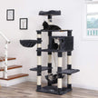 Multi-Level Cat Tree – Engineered Wood and Sisal – Smoky Grey – Includes Feeder Bowl, Hammock, Basket, and Condo