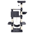 Multi-Level Cat Tree – Engineered Wood and Sisal – Smoky Grey – Includes Feeder Bowl, Hammock, Basket, and Condo