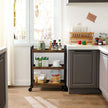 Rolling Kitchen Cart – Steel – Rustic Brown – Space-Saving with Universal Castors