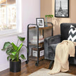 Rolling Kitchen Cart – Steel – Rustic Brown – Space-Saving with Universal Castors
