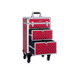 Rolling Trolley Cosmetic Case – ABS – Red – Spacious and Travel-Friendly Design 34 x 27 x 57 cm
