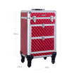Rolling Trolley Cosmetic Case – ABS – Red – Spacious and Travel-Friendly Design 34 x 27 x 57 cm