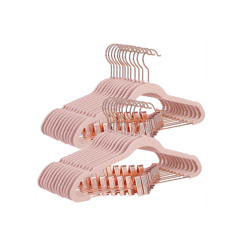 Velvet Coat Hangers – Rose Gold – Heavy-Duty, Non-Slip, Space-Saving – 24-Pack
