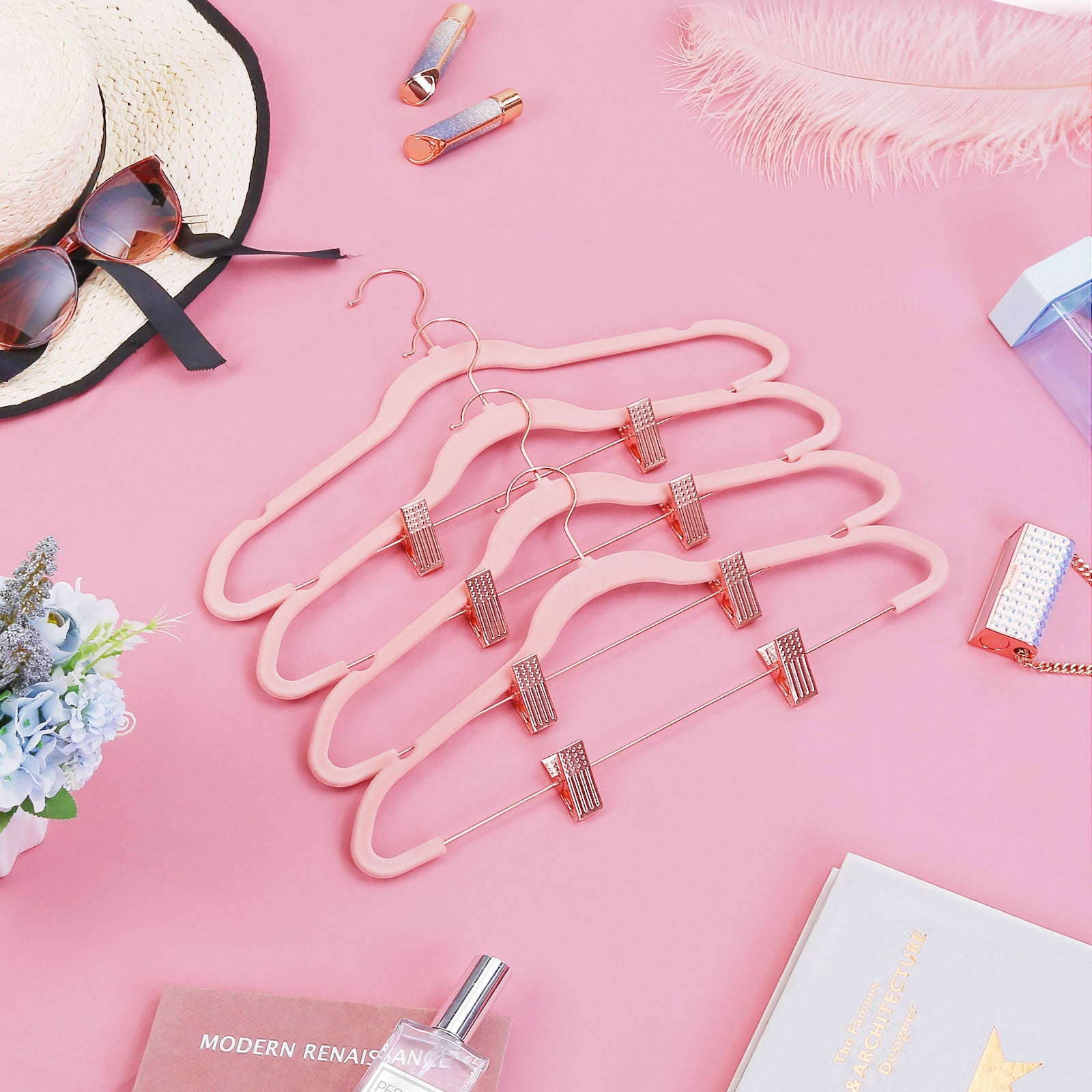 Velvet Coat Hangers – Rose Gold – Heavy-Duty, Non-Slip, Space-Saving – 24-Pack