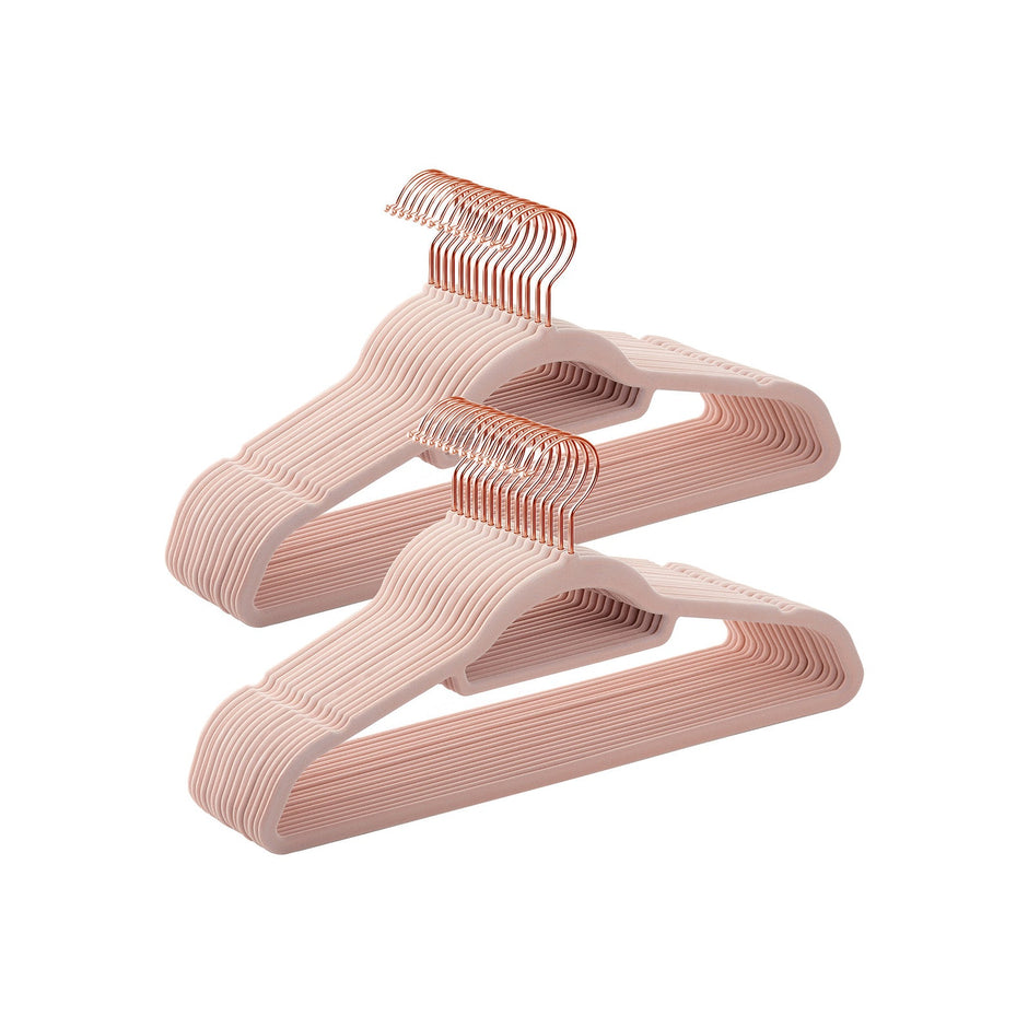Velvet Hangers Set – Non-Slip – Rose Gold – 30-Pack, Space Saving Design