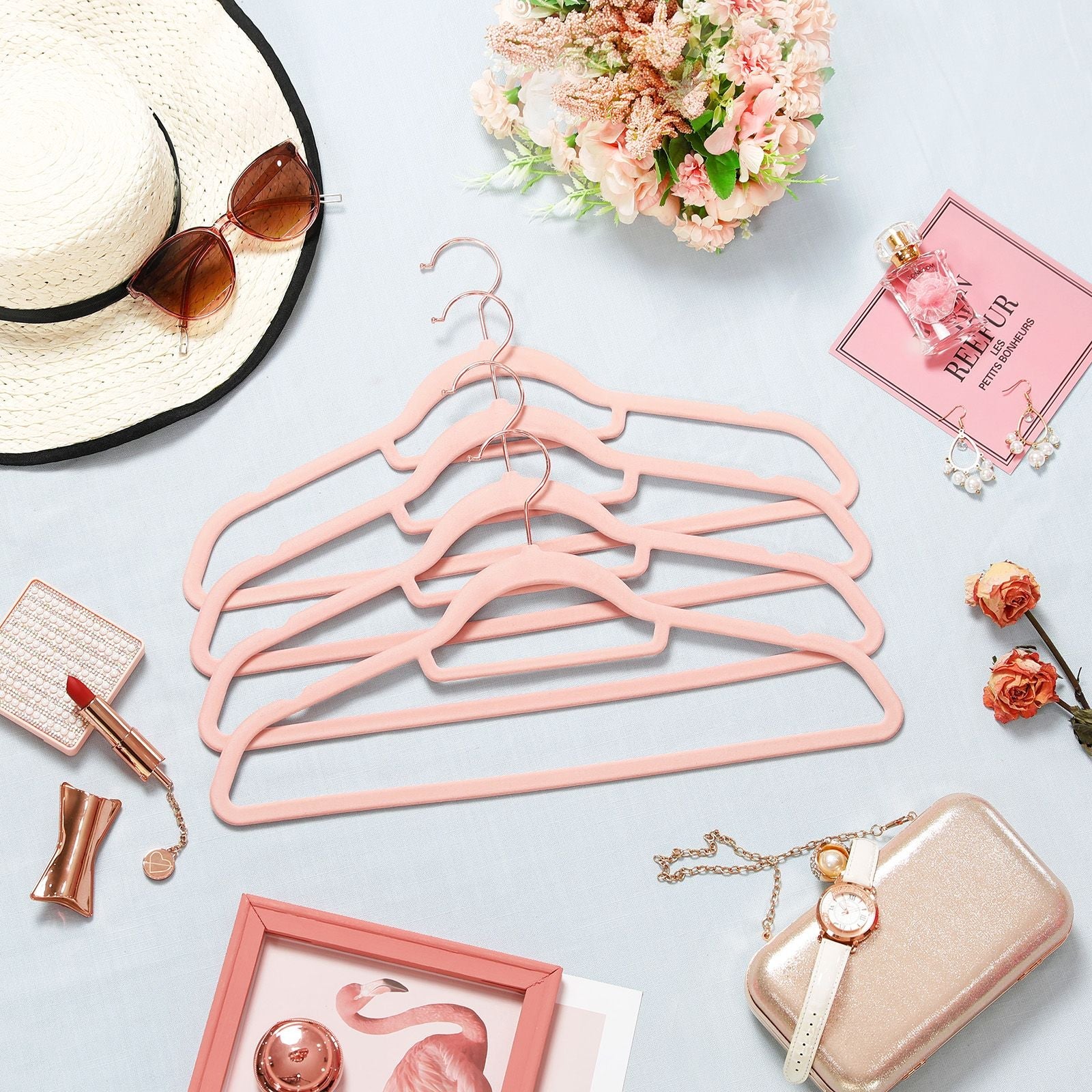 Velvet Hangers Set – Non-Slip – Rose Gold – 30-Pack, Space Saving Design
