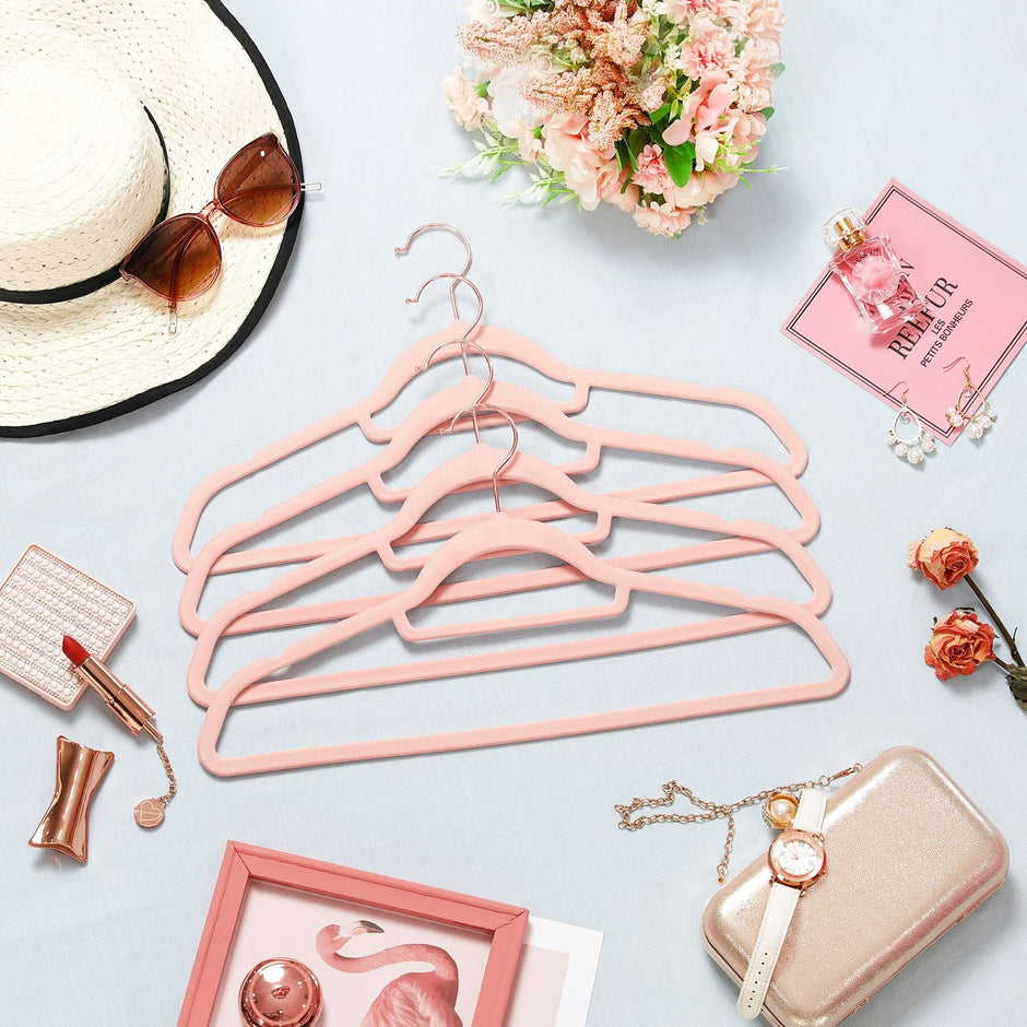 Velvet Hangers Set – Non-Slip – Rose Gold – 30-Pack, Space Saving Design