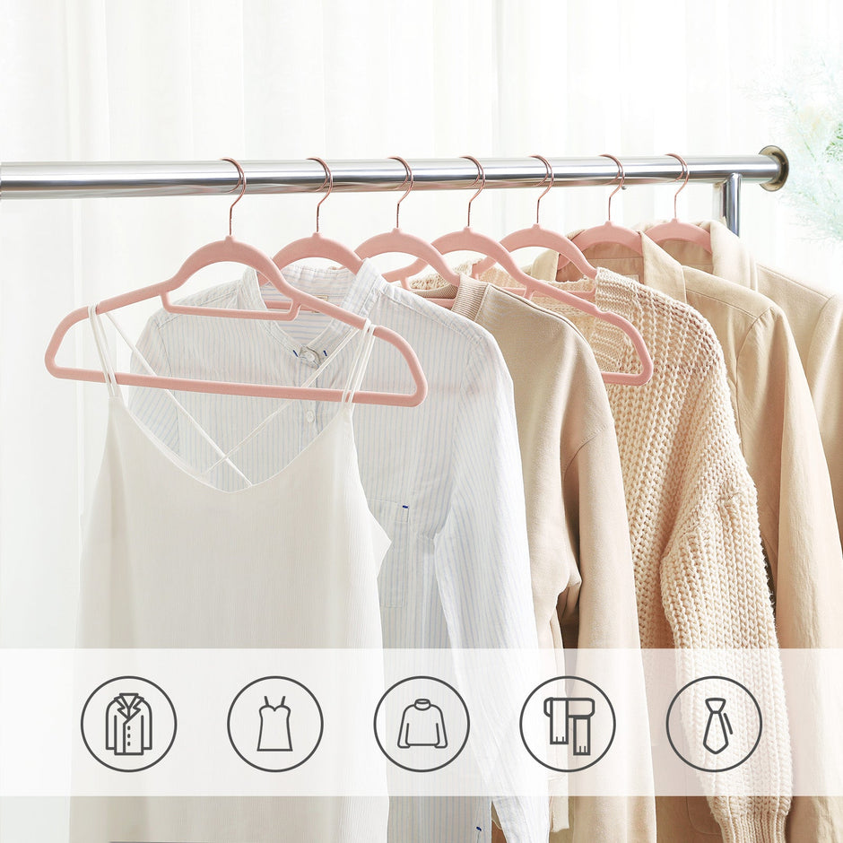 Velvet Hangers Set – Non-Slip – Rose Gold – 30-Pack, Space Saving Design