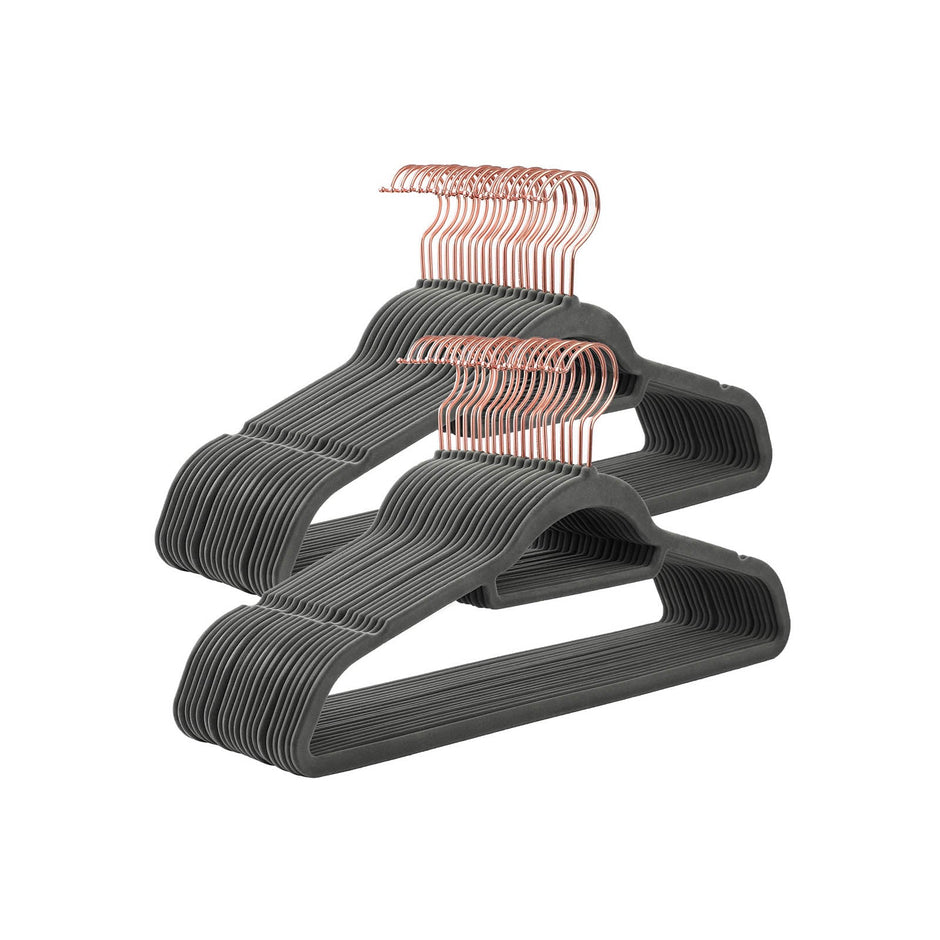 Non-Slip Velvet Hangers – Velvet – Rose Gold – 50 Pack, Space Saving Design