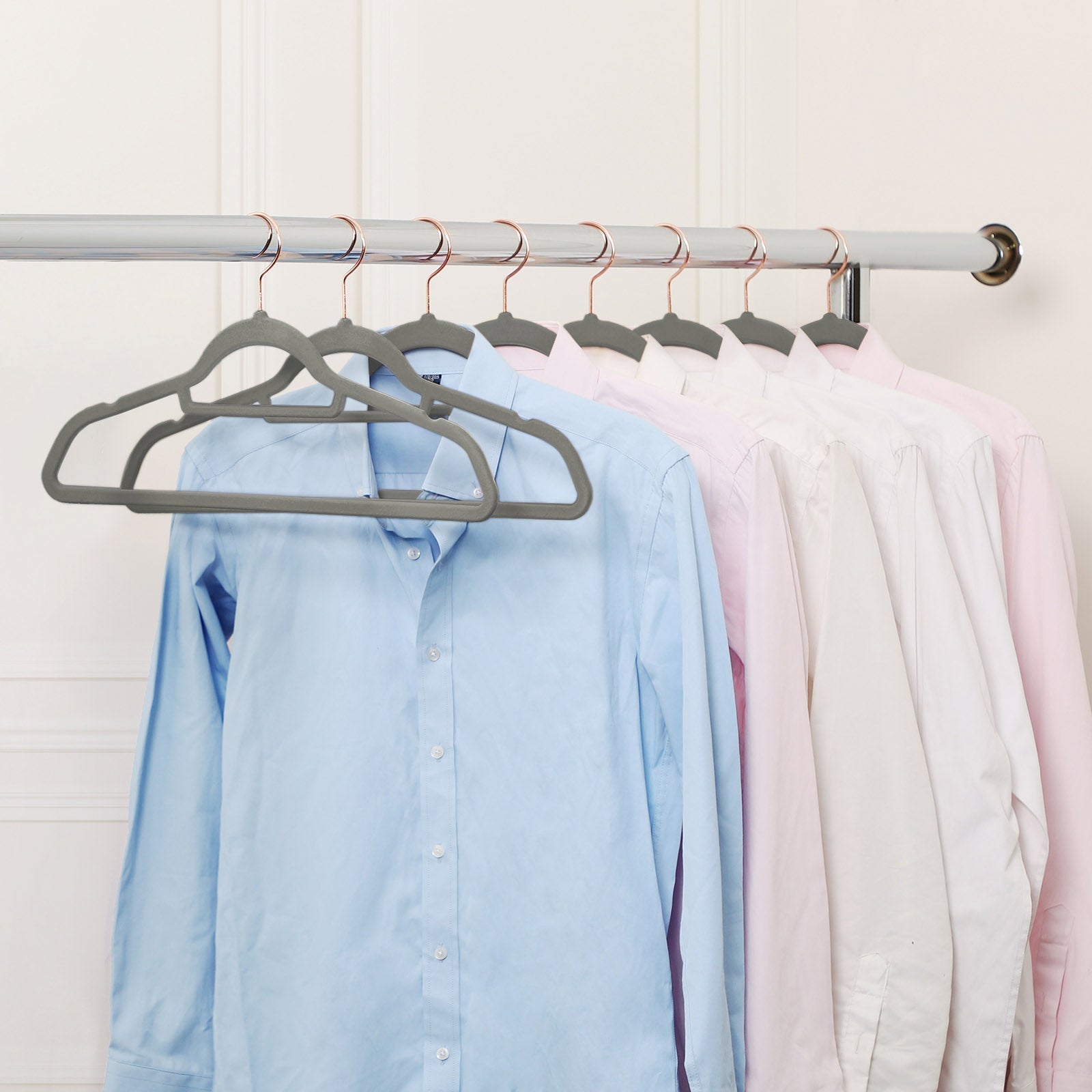 Non-Slip Velvet Hangers – Velvet – Rose Gold – 50 Pack, Space Saving Design