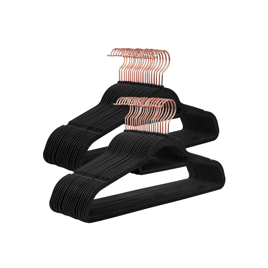 Velvet Hangers – Non-Slip – Rose Gold – Space-Saving Design, 50 Pack