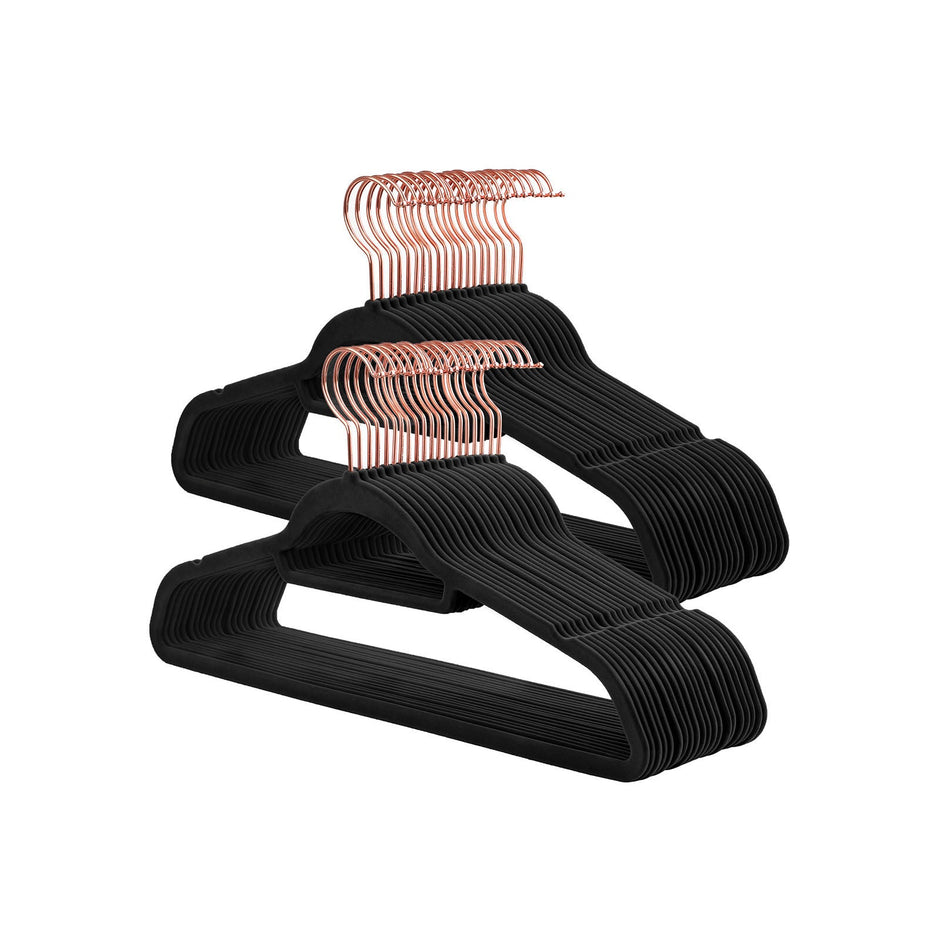 Velvet Hangers – Non-Slip – Rose Gold – Space-Saving Design, 50 Pack