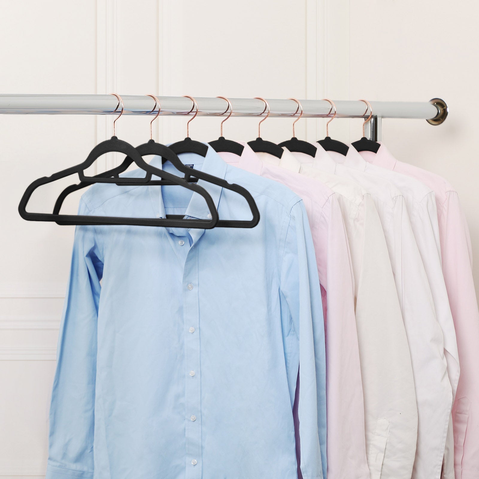 Velvet Hangers – Non-Slip – Rose Gold – Space-Saving Design, 50 Pack