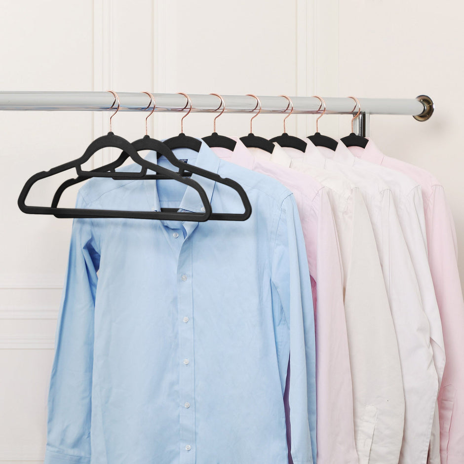 Velvet Hangers – Non-Slip – Rose Gold – Space-Saving Design, 50 Pack